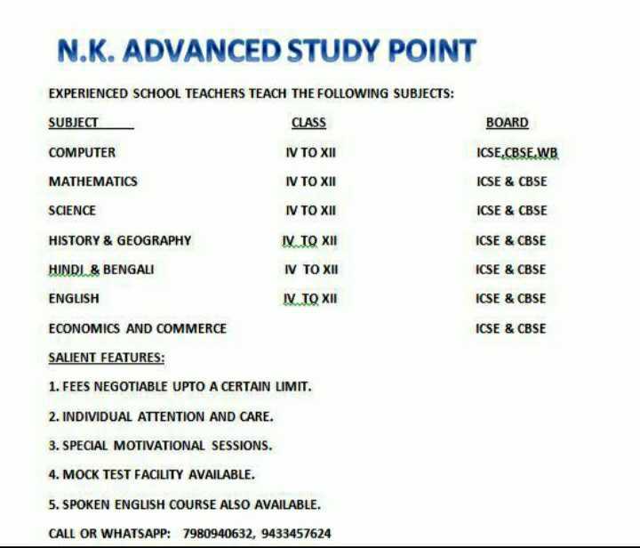 NK ADVANCED COMPUTER AND COMPETITIVE STUDY POINT…- Educational institute